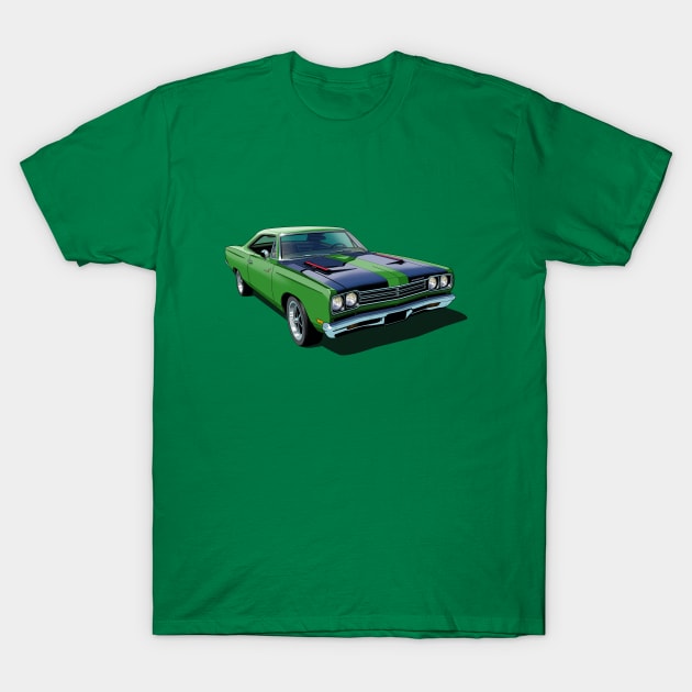 1969 Plymouth Roadrunner in green T-Shirt by candcretro